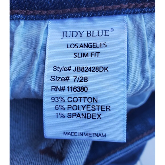 Judy Blue Slim Fit Womens Jeans Size 7/28 Blue Denim Mid Rise Dark Wash - Picture 2 of 10